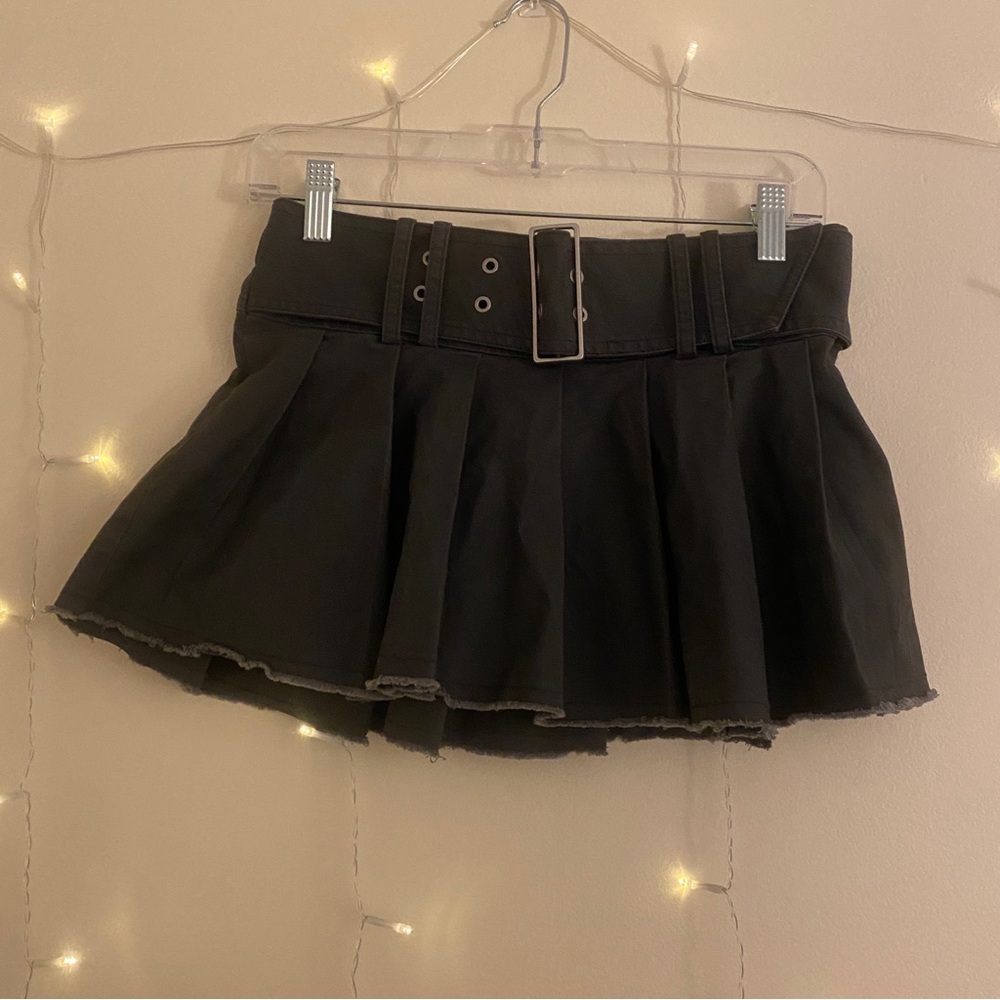 BDG Urban Outfitters Gray Pleated Mini Skirt with Belt Buckle